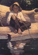 Worth Brehm Forntispiece illustration for The Adventures of Huckleberry Finn by mark Twain china oil painting artist